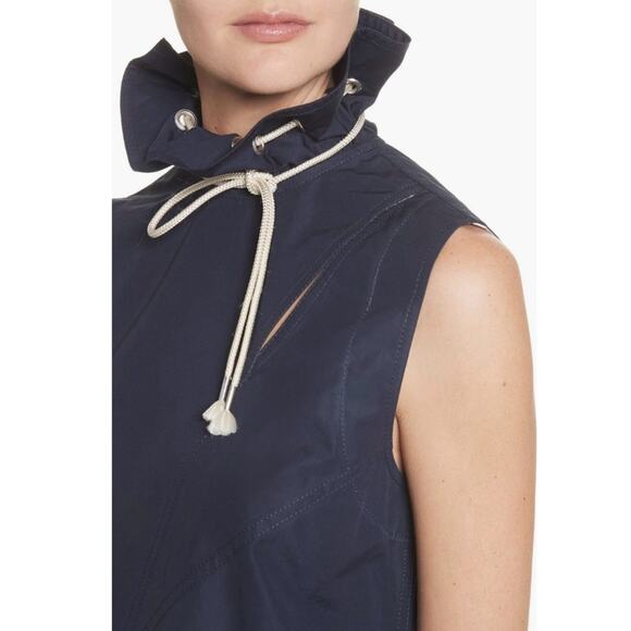 Calvin Klein 205W39NYC Ruffle Neck Poplin Dress Navy Size 4 - Picture 3 of 16